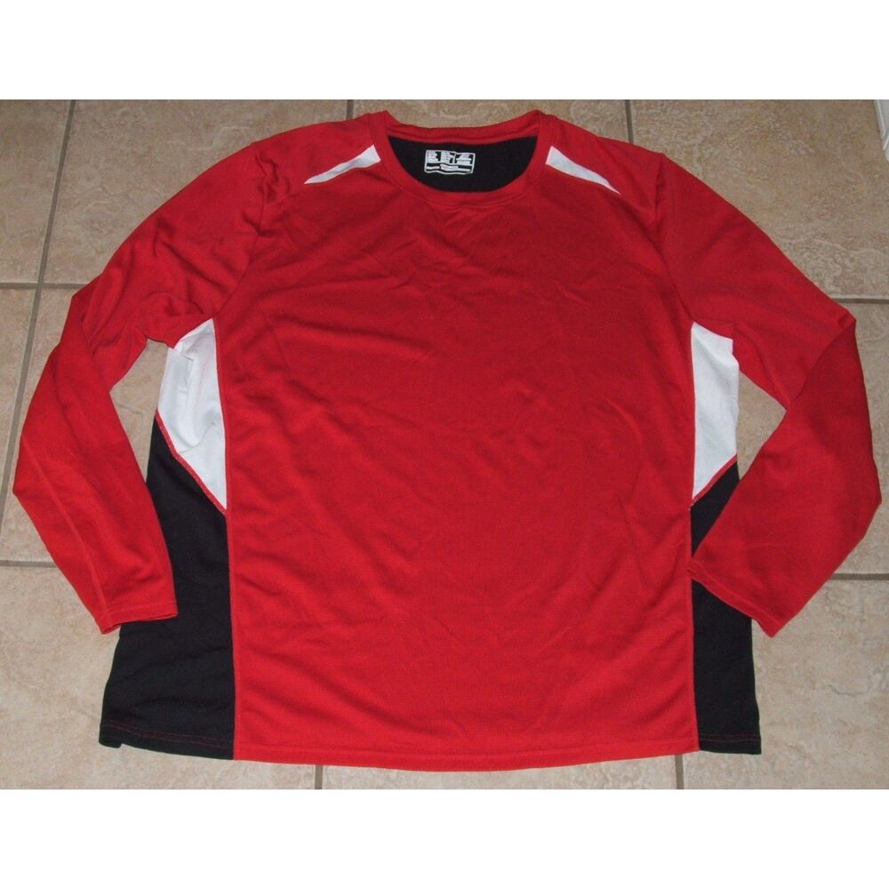 NEW BALANCE Mens Sz XXL Black & Red LIGHTNING DRY Long Sleeve Athletic Shirt